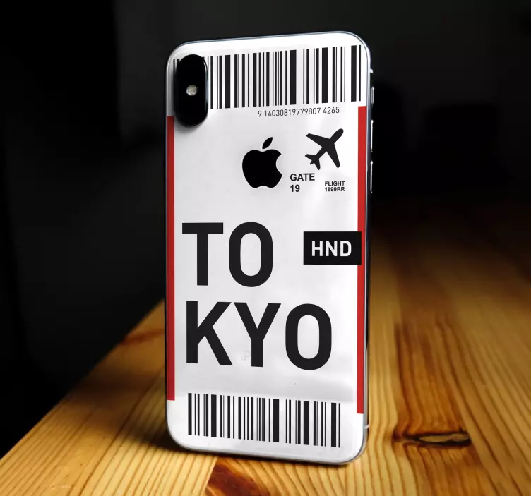 Sticker iPhone Boleto de avión a tokio - TenVinilo