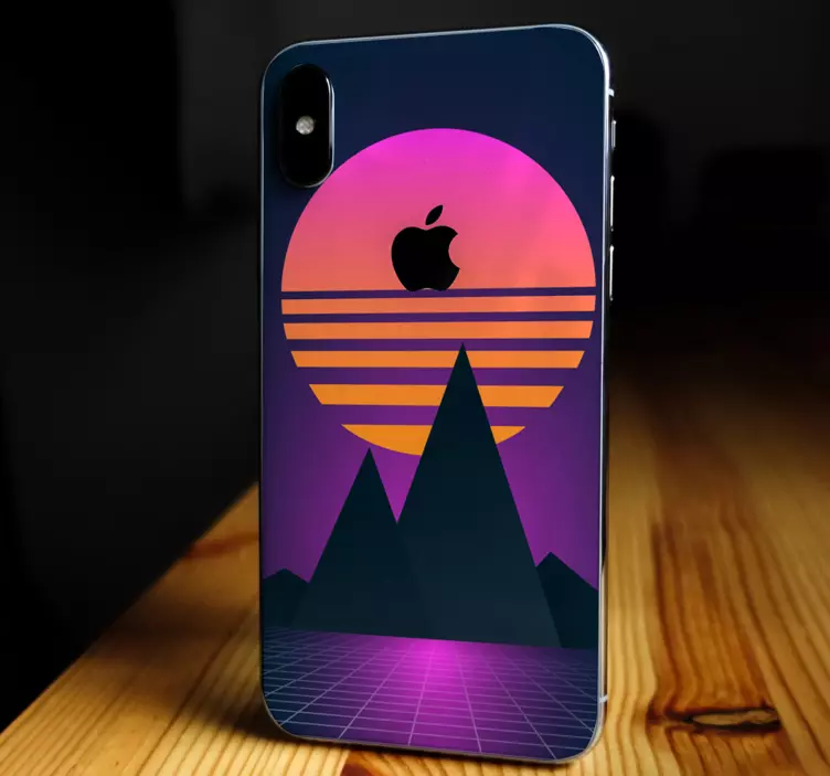 Pegatina iPhone diseño de puesta de sol en la montaña - TenVinilo