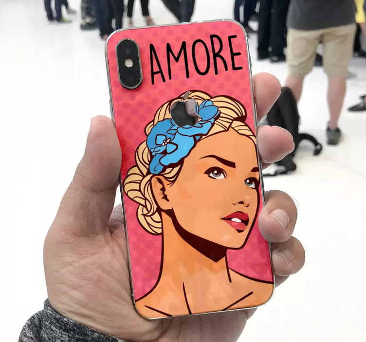 Pegatina iphone expresión femenina amor - TenVinilo