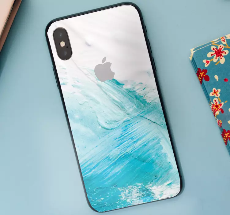Pegatina iPhone mezcla de ondas aqua - TenVinilo