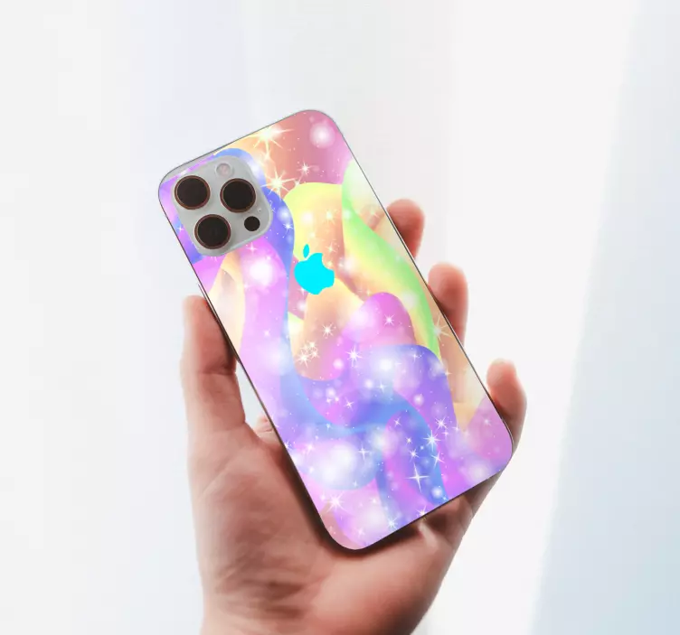 Pegatina iPhone ondas de colores brillantes - TenVinilo