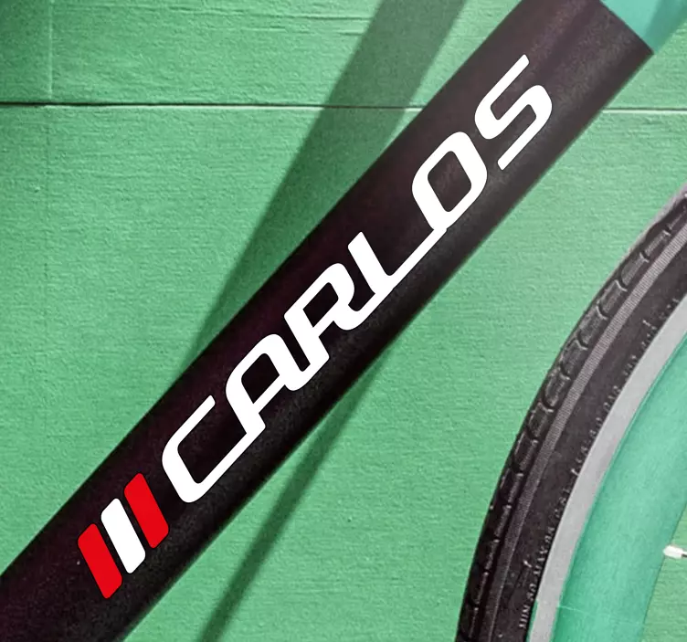 Vinilo bici Bandera peruana en rectángulo y nombre personalizado - TenVinilo