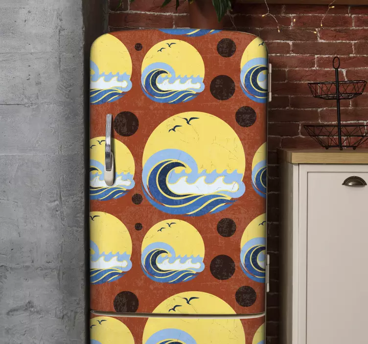 Vinilo para nevera Sol, playa y ola - TenVinilo