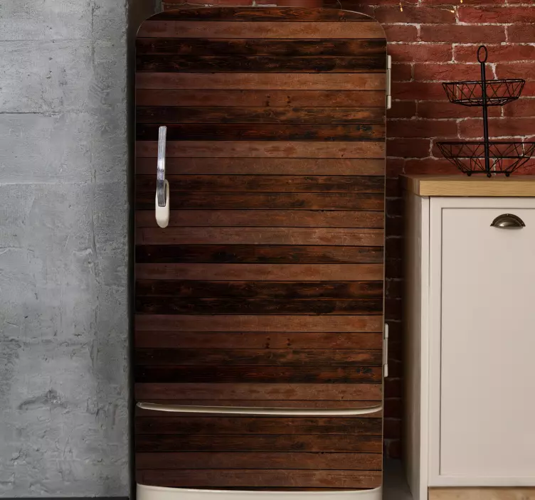 Vinilo para nevera Tablones horizontales marrones - TenVinilo