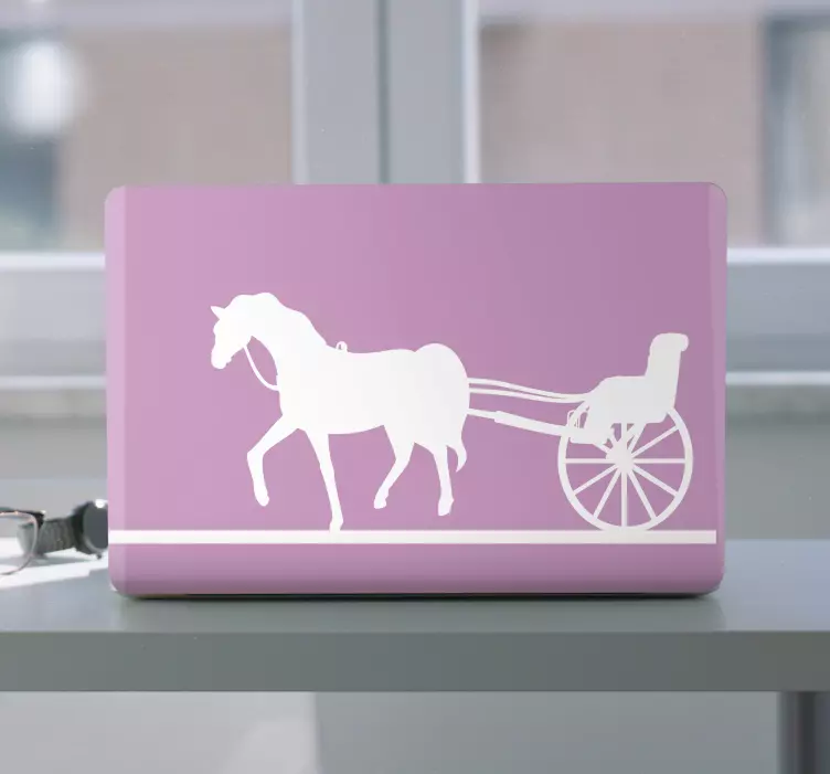 Vinilo para portátiles Carruaje de caballos silueta - TenVinilo