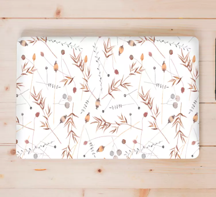 Vinilo para portátiles Lindo patrón de flores y hojas secas - TenVinilo