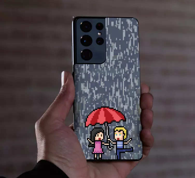 Sticker para Samsung Corazones lluviosos en pareja - TenVinilo