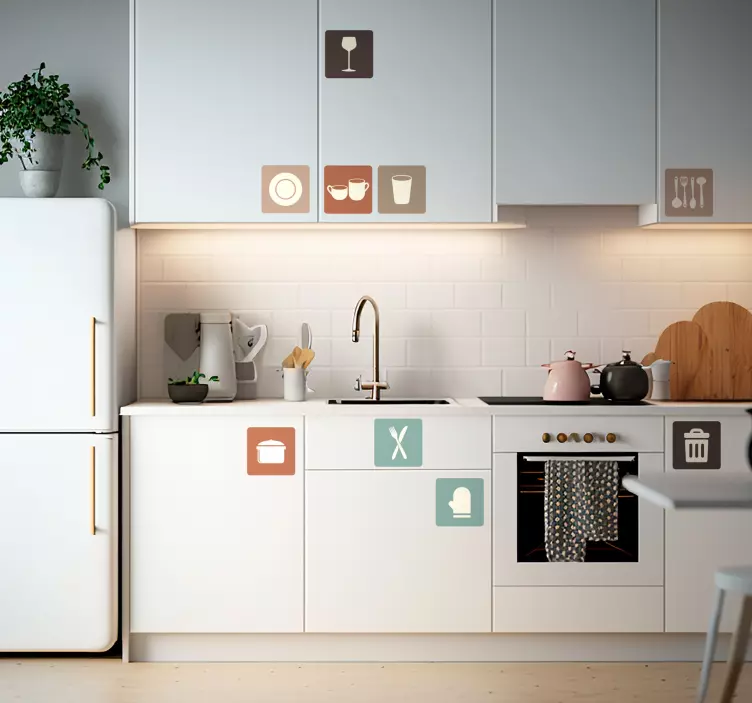 Vinilo utensilios de cocina iconos de cajones de cocina - TenVinilo