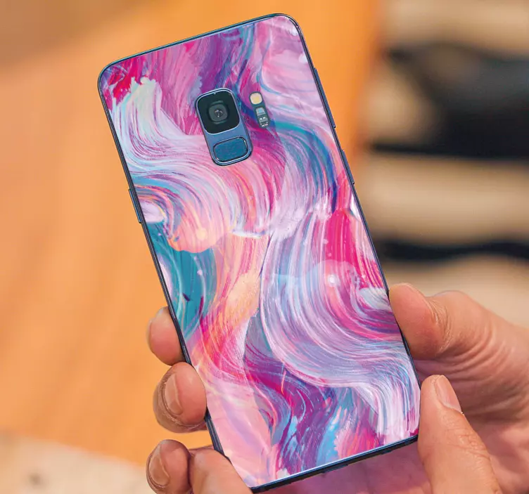 Pegatina Samsung patrón de trazos morados - TenVinilo