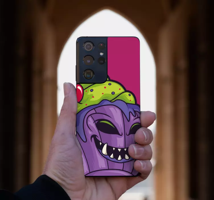 Pegatina Samsung personaje de cupcake sonriente - TenVinilo