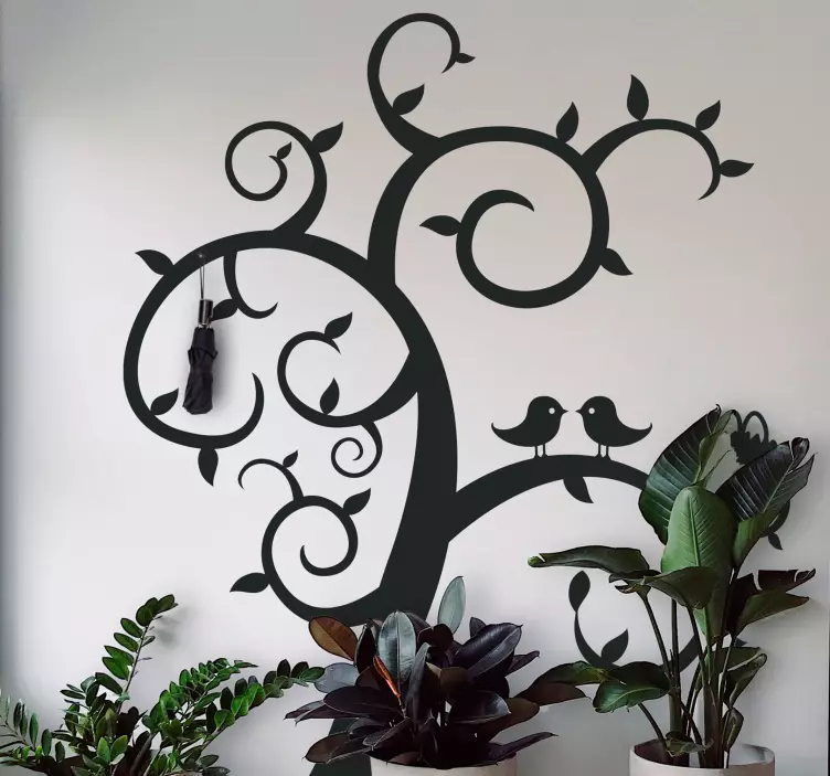 Perchero adhesivo pájaros en un árbol - TenVinilo