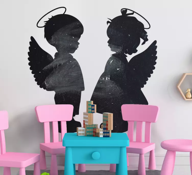 Vinilo pizarra Increíbles dos siluetas de ángeles - TenVinilo