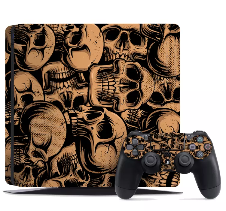 Vinilo PS4 patrón de calaveras - TenVinilo