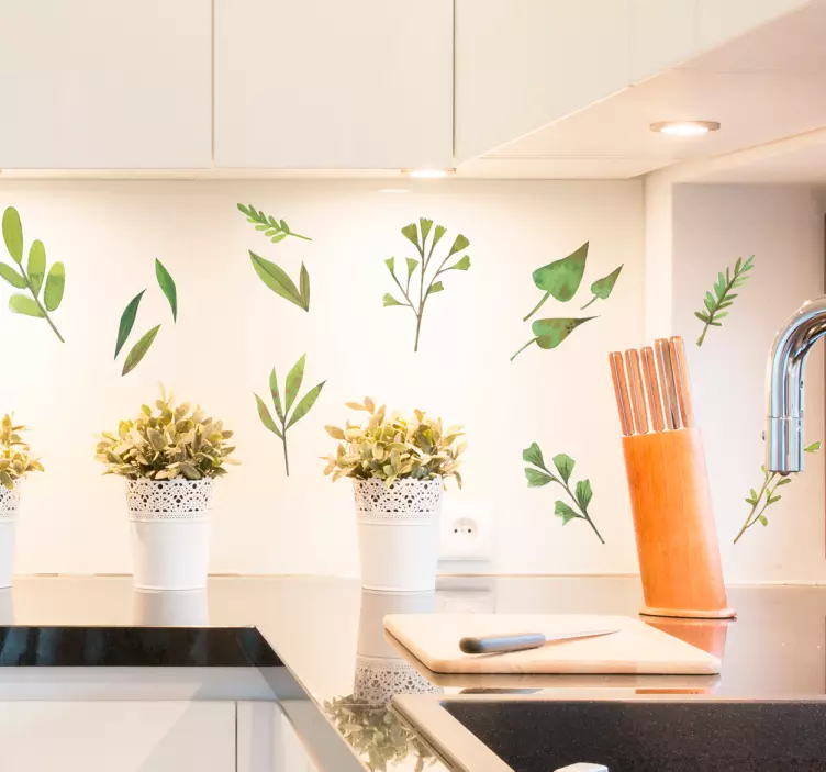 Vinilo planta hojas acuarela - TenVinilo