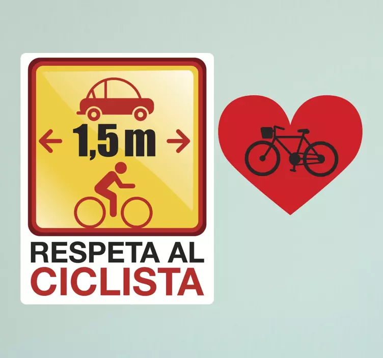 Pegatina coche respeta al ciclista - TenVinilo