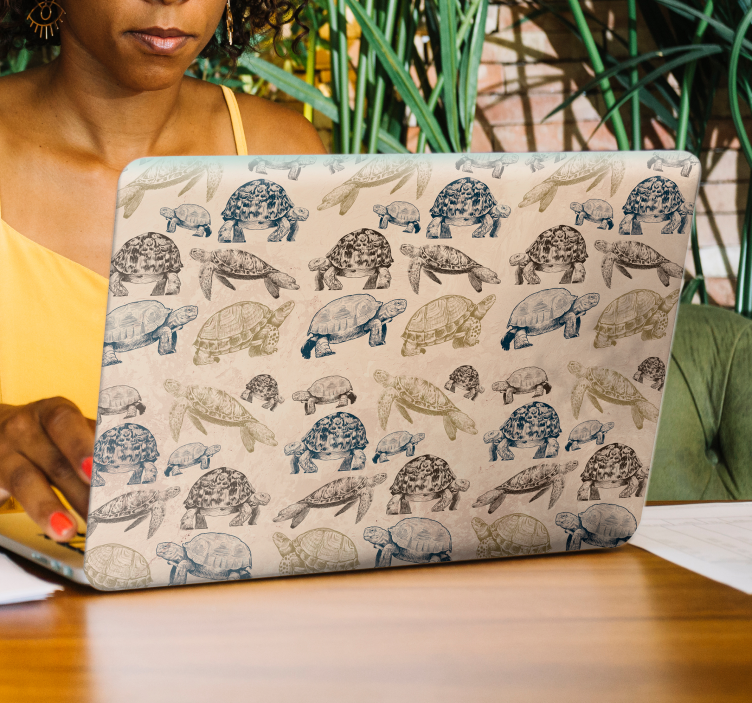 Vinilo para portátiles tortugas fondo beige - TenVinilo