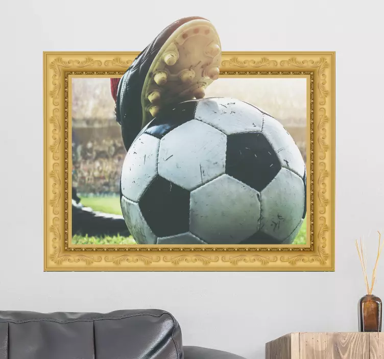 Vinilo pared del marco de fútbol 3d - TenVinilo