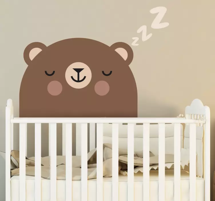 Vinilo para bebé con oso adorable durmiendo - TenVinilo