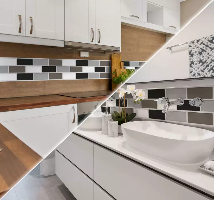 Vinilo cenefa adhesiva azulejos grises - TenVinilo