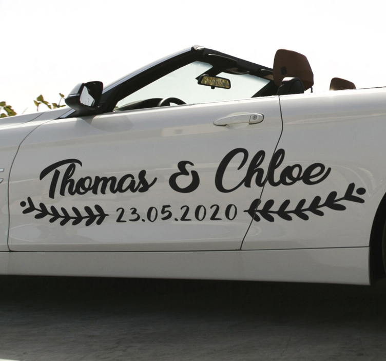 Pegatina boda para coche de boda - TenVinilo