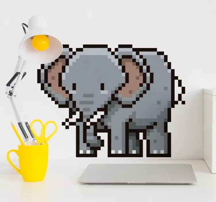 Vinilo animales figura de elefante pixelada - TenVinilo