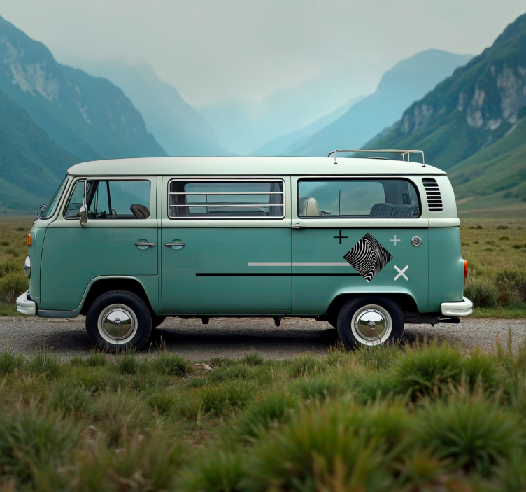 Vinilo autocaravana rayas grises - TenVinilo