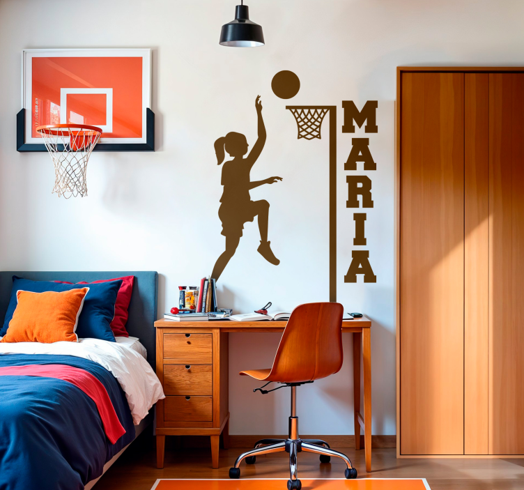Vinilo baloncesto chica personalizable - TenVinilo