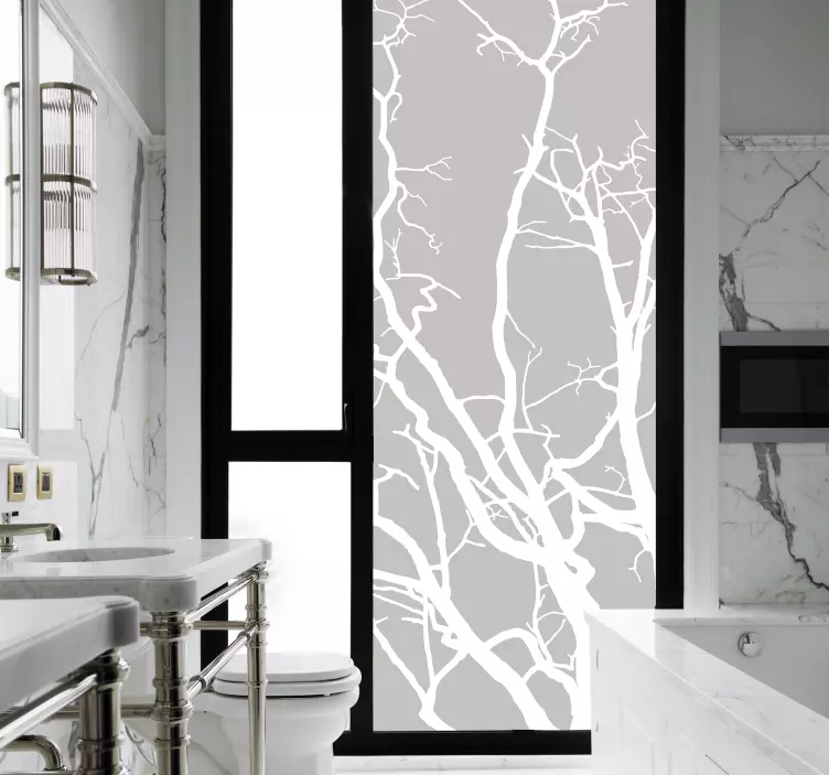 Vinilo baño cristal ramas árboles - TenVinilo
