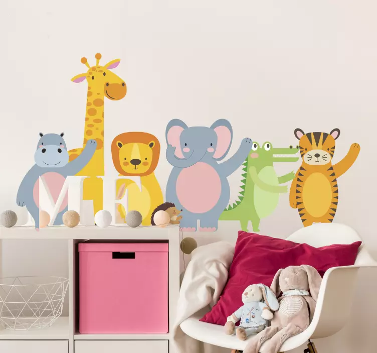 Vinilo infantil animales bebés de la selva - TenVinilo