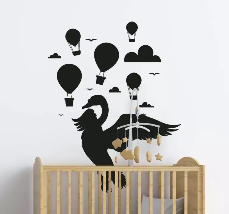 Vinilo infantil cisne con globos estilo nórdico - TenVinilo