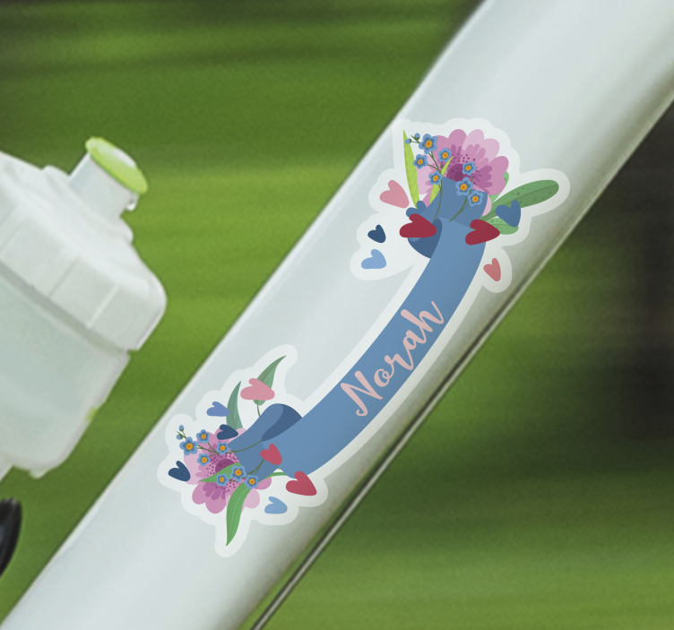 Vinilo bicicleta banner personalizado floral - TenVinilo