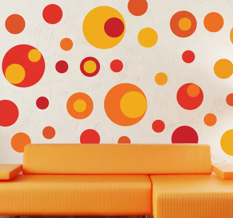 Vinilo círculos de colores y tamaños tonos cálidos - TenVinilo