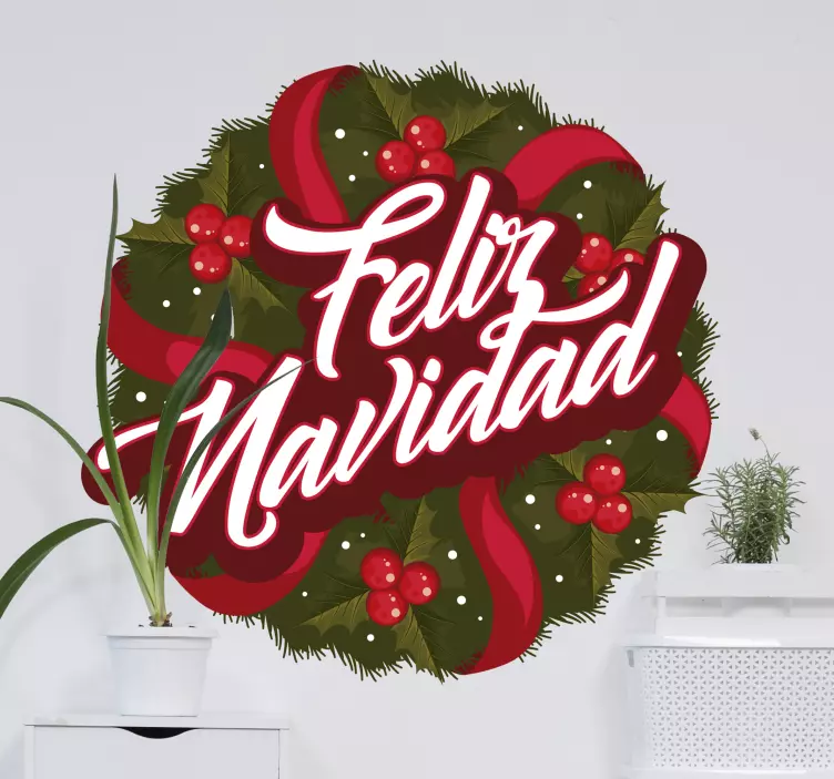 Vinilo corona Feliz Navidad - TenVinilo