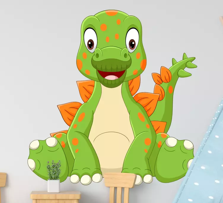 Vinilo Diseño de dinosaurio sentado verde - TenVinilo