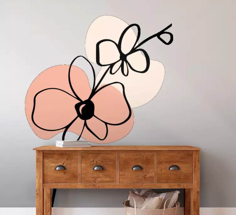 Vinilo flores Diseño de arte de línea abstracta de orquídeas - TenVinilo