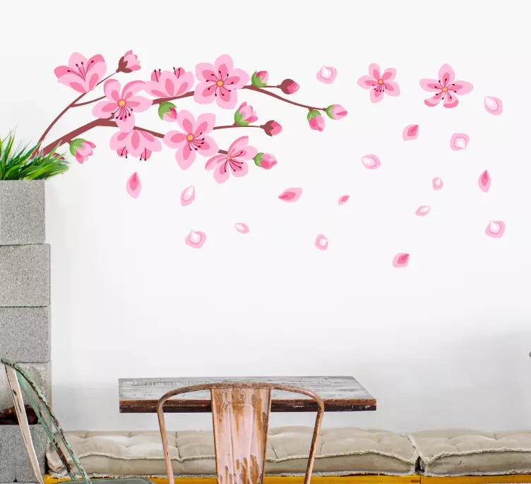 Vinilo flores Flores de arbol de primavera volando - TenVinilo