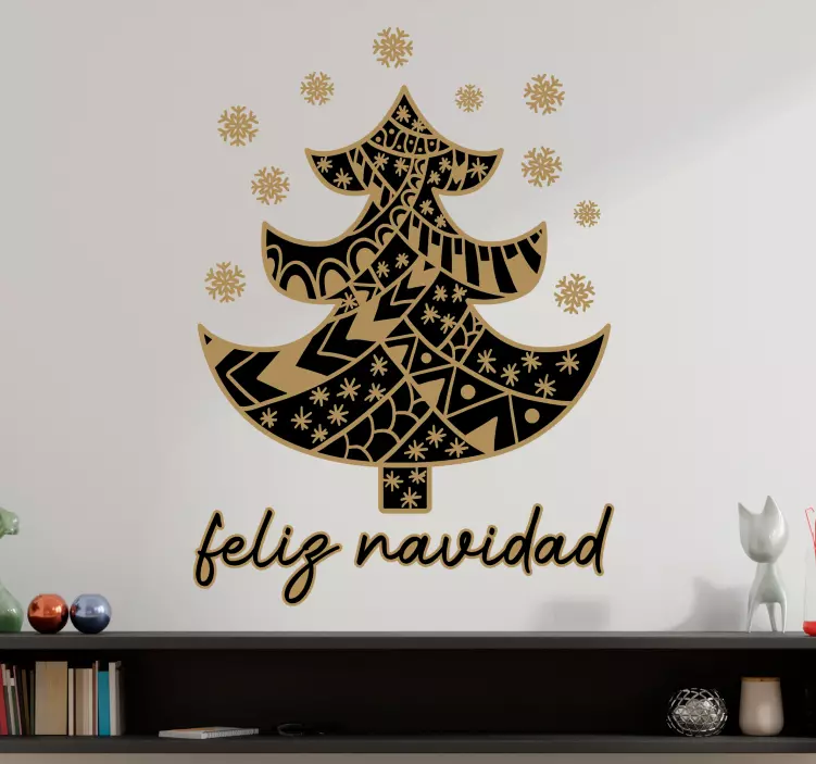 Pegatinas de navidad árbol de navidad decorativo con copos de nie - TenVinilo