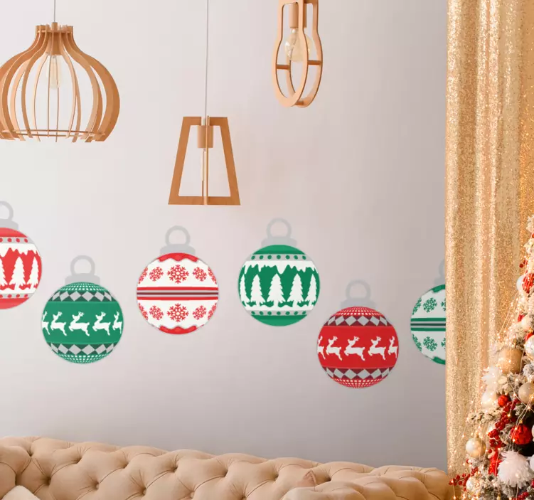 Pegatinas de navidad Conjunto de bolas de navidad dibujadas a man - TenVinilo