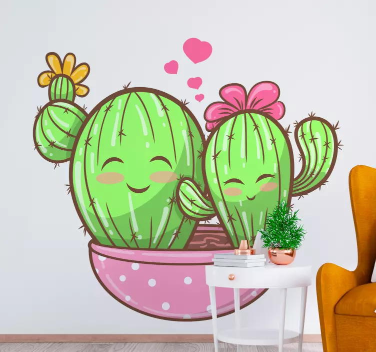 Vinilo plantas dos cactus sonrientes - TenVinilo