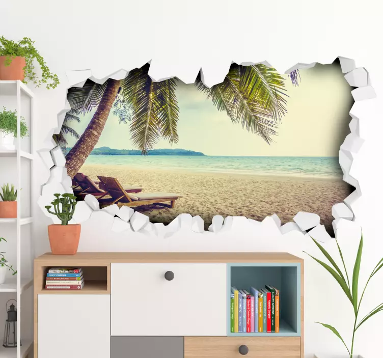 Vinilo decorativo 3d playa - TenVinilo