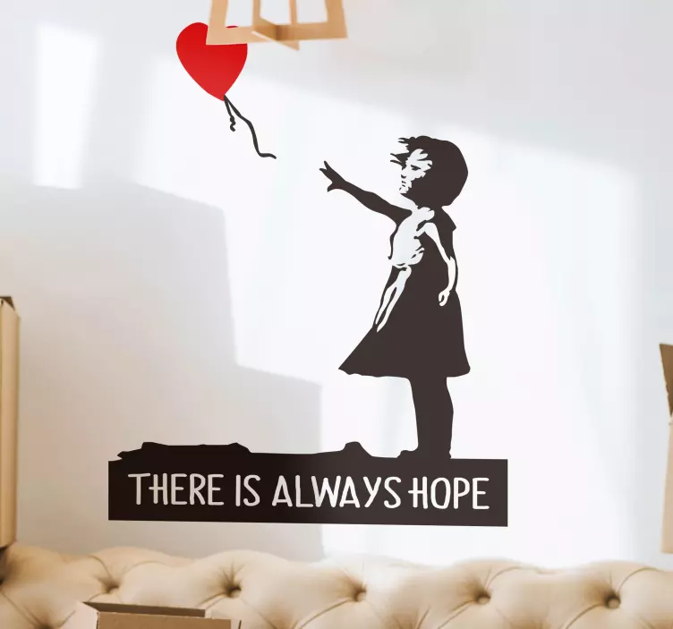 Vinilo pared salón Banksy Always Hope - TenVinilo
