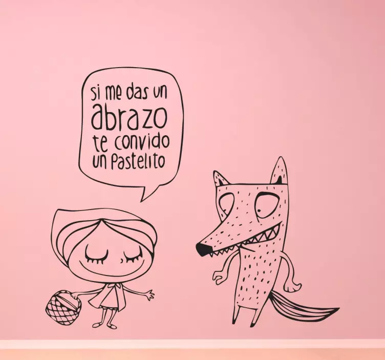 Vinilo decorativo caperucita y lobo linea - TenVinilo