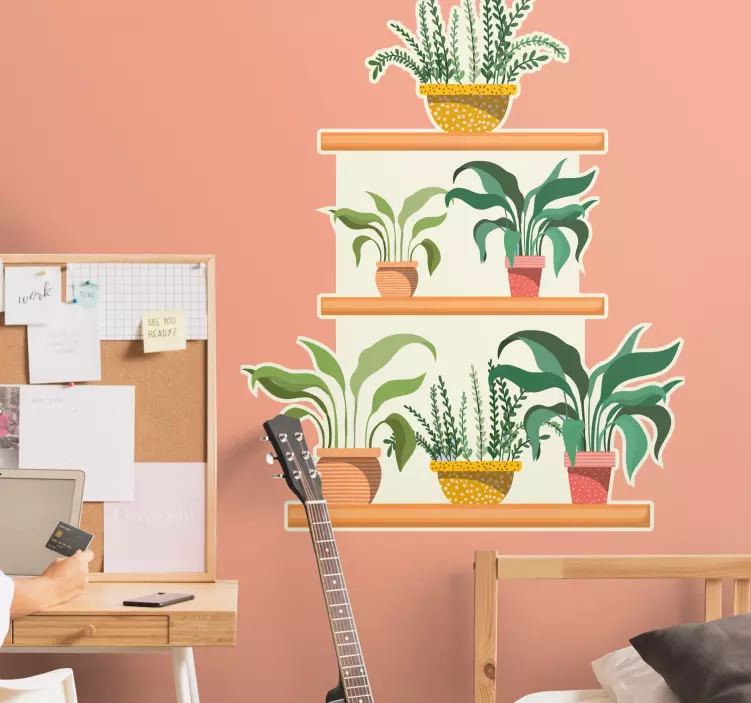 Vinilo cocina Estante de conjunto de plantas de watercolo - TenVinilo