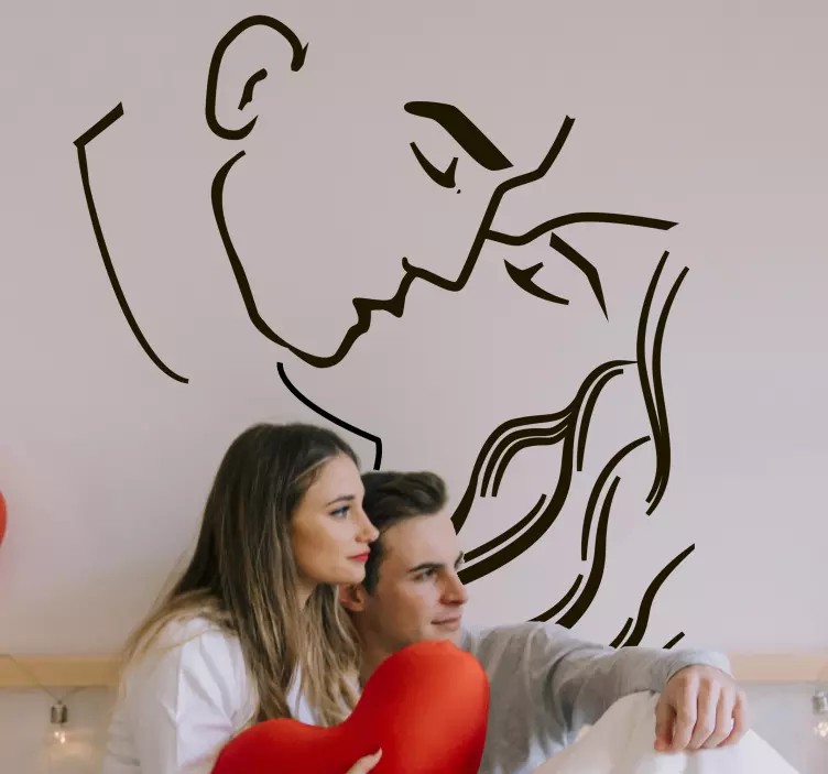 Vinilo pared de amor pareja besándose - TenVinilo