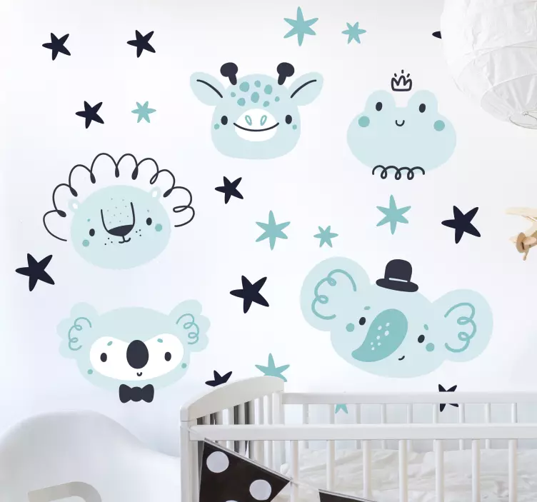 Vinilo animal salvaje Animales salvajes nórdicos azules - TenVinilo