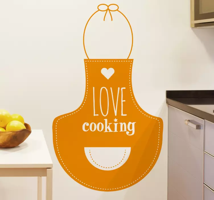 Vinilo decorativo delantal love cooking - TenVinilo