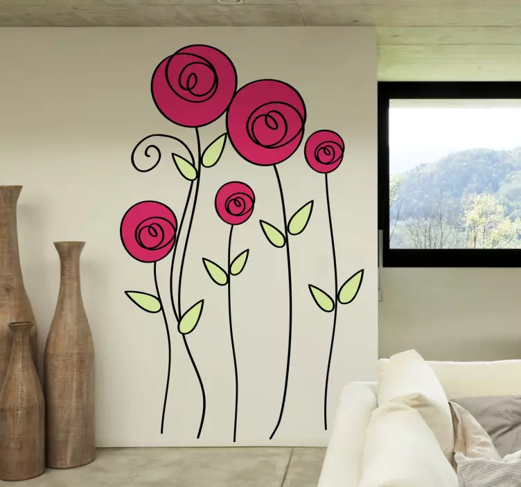 Vinilo decorativo dibujo rosas - TenVinilo