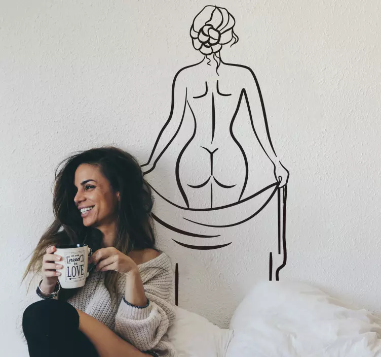 Vinilo pared erótico mujer desnuda de espalda - TenVinilo