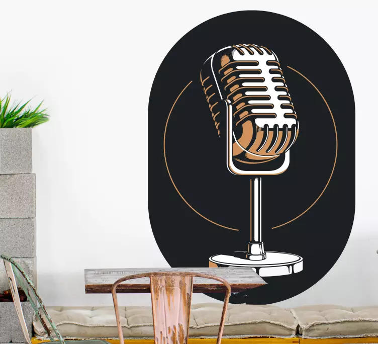 Vinilo habitación juvenil Micrófono silueta - TenVinilo