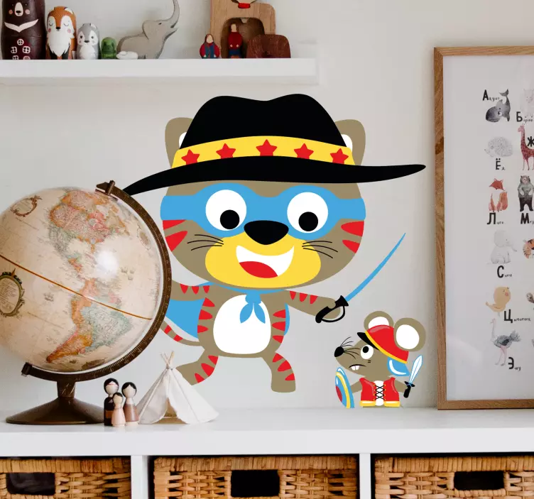 Vinilo ilustración Jugando al gato y al raton - TenVinilo